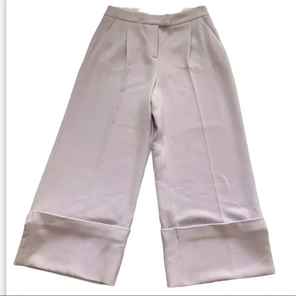 Halogen wide leg cropped trousers pants Lavender NWT Women’s size 4 Pleated - Picture 1 of 11